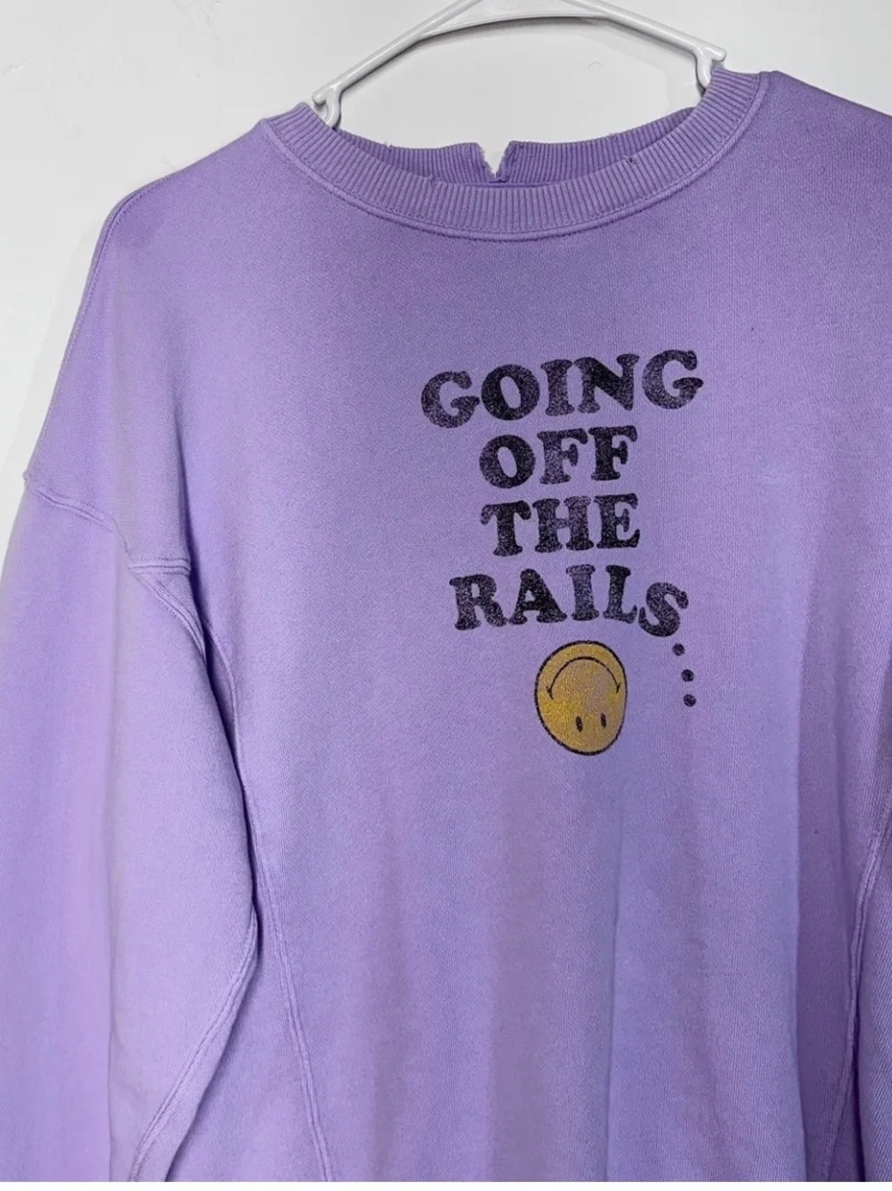 AERIE Women’s Lavender Going Off The Rails” Graphic Crewneck Sweatshirt Size XS
